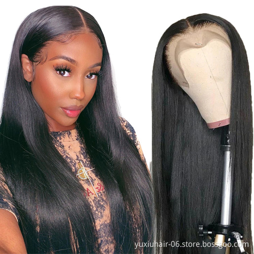 Natural color  Brazilian Human Hair T lace HD Transparent Lace Front Wigs with Pre-Plucked Virgin hair Wigs For Black Women
